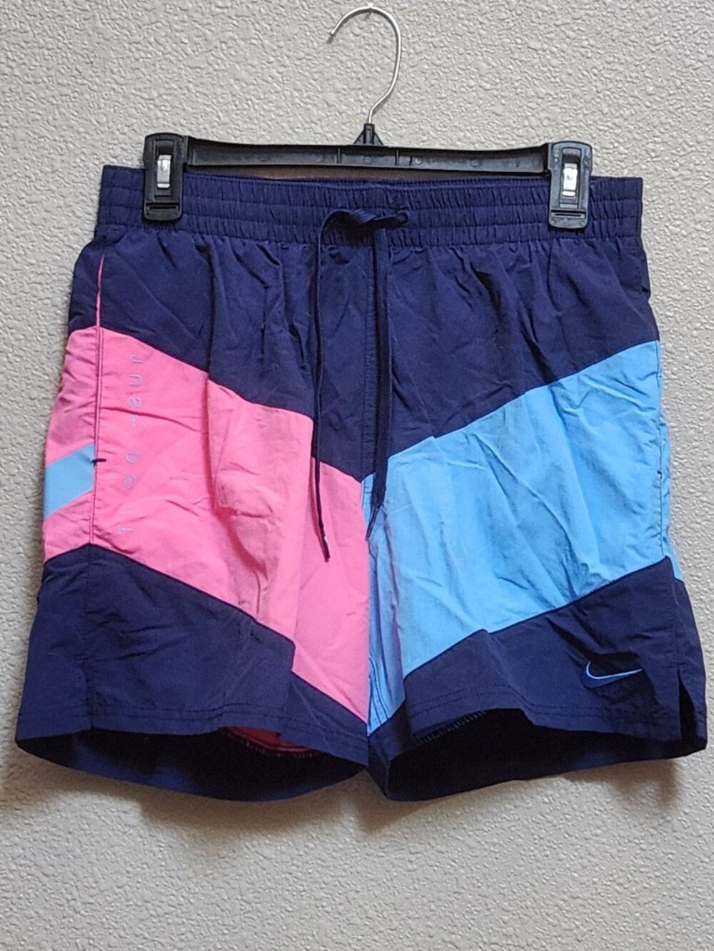 NIKE Men's Swim Trunks Pink Blue Color Block - Small - NEW NWT